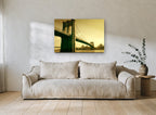 Golden Brooklyn Crossing city canvas print on the wall of a living room