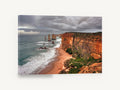 Ochre Cliffs Storm Coast, ochre sea cliffs stormy coast photograph, coastal canvas wall art print ready to hang