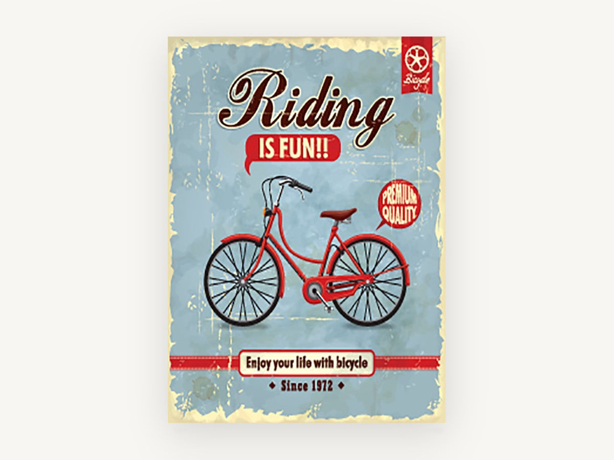 Riding Is Fun, vintage canvas wall art print, front view
