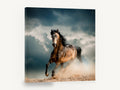 Dust Storm Gallop, dapple horse galloping photograph, animal canvas wall art print ready to hang
