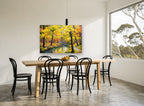 Golden Creek Grove landscape canvas print on the wall of a dining room
