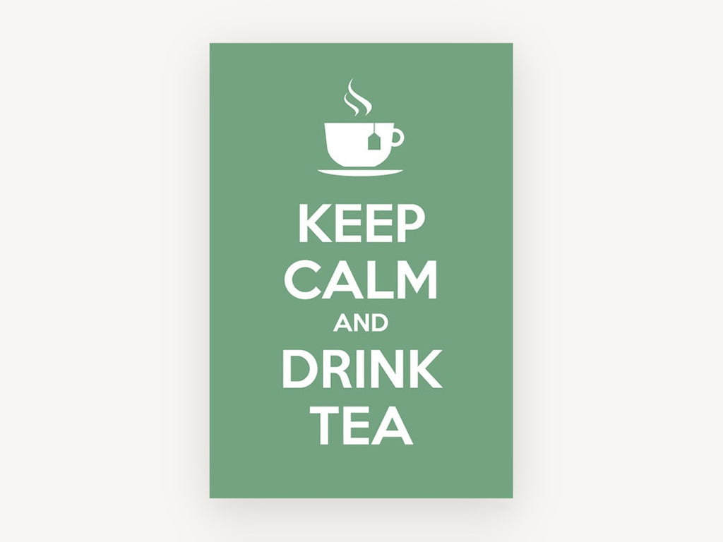 Calm Green Tea Break, kitchen canvas wall art print, front view