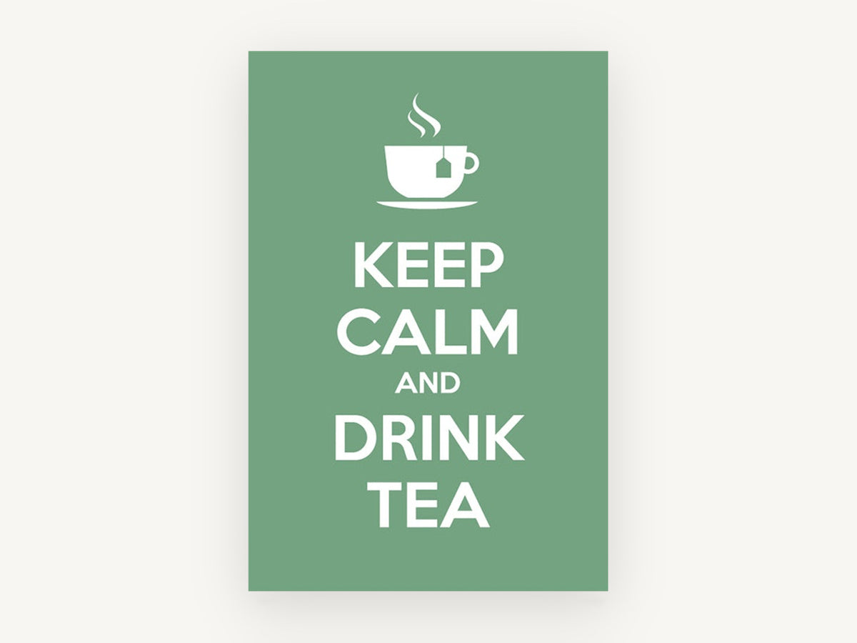 Calm Green Tea Break, kitchen canvas wall art print, front view