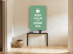 Calm Green Tea Break kitchen canvas print on the wall of a hallway