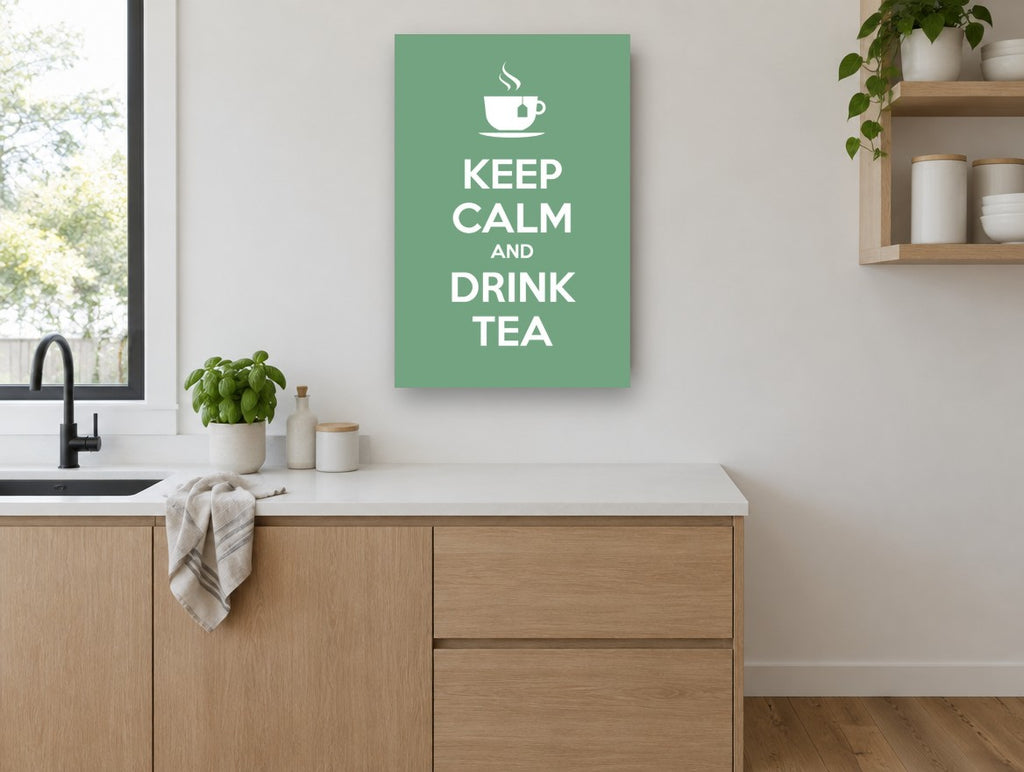 Calm Green Tea Break kitchen canvas print on the wall of a kitchen