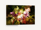 Glowing Bouquet at Dusk, abstract flower bouquet digital artwork, floral canvas wall art print ready to hang
