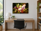 Glowing Bouquet at Dusk floral canvas print on the wall of a study