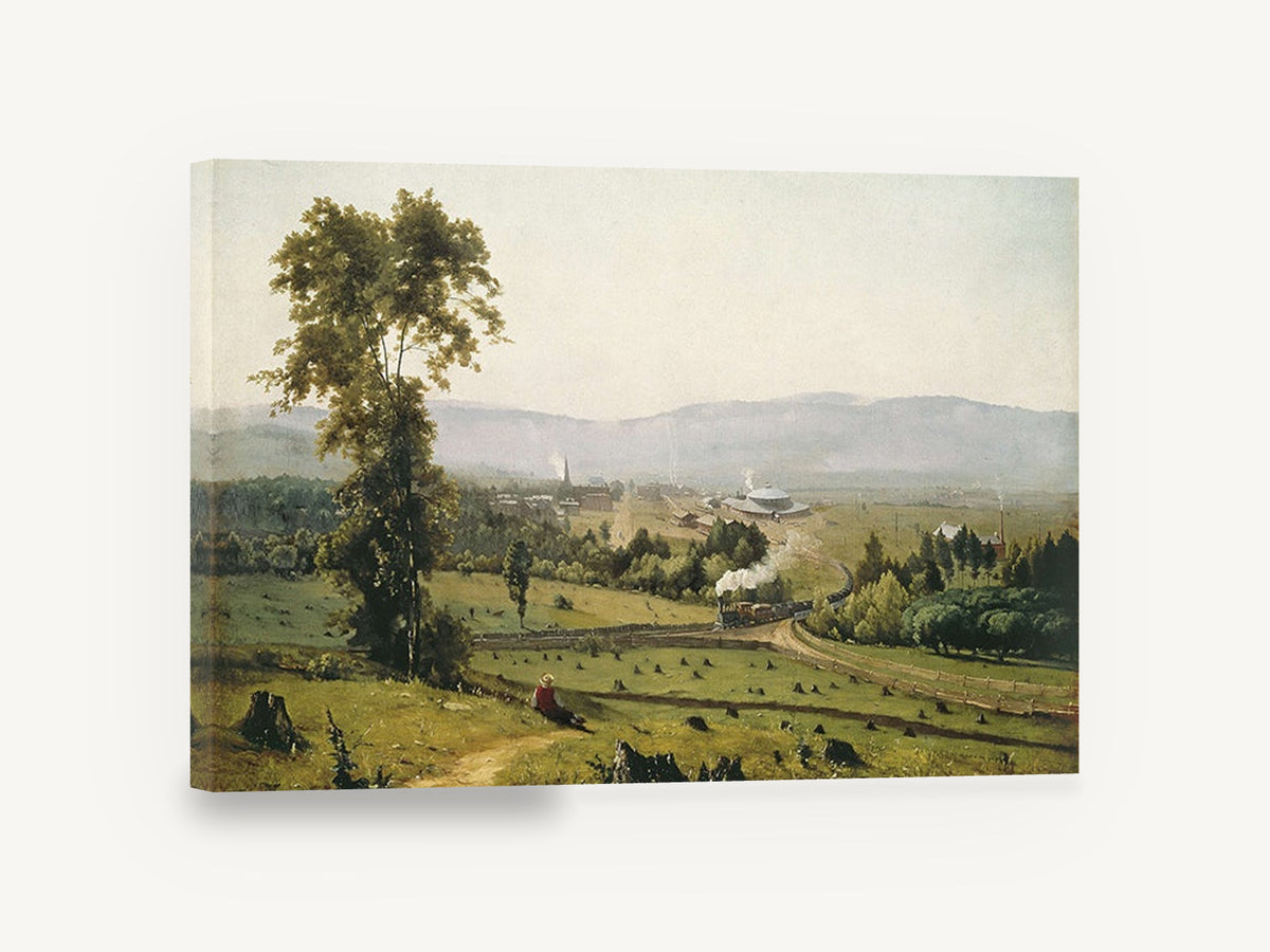Valley Railway Vista, steam train valley landscape artwork, landscape canvas wall art print ready to hang