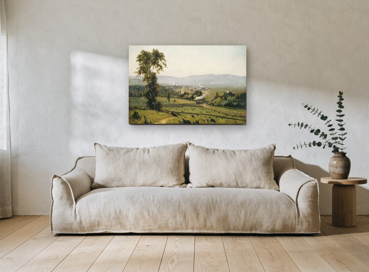 Valley Railway Vista landscape canvas print on the wall of a living room