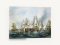Smoke Over Rough Seas, tall ships naval battle seascape painting, coastal canvas wall art print ready to hang