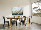 Smoke Over Rough Seas coastal canvas print on the wall of a dining room