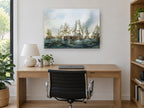 Smoke Over Rough Seas coastal canvas print on the wall of a study