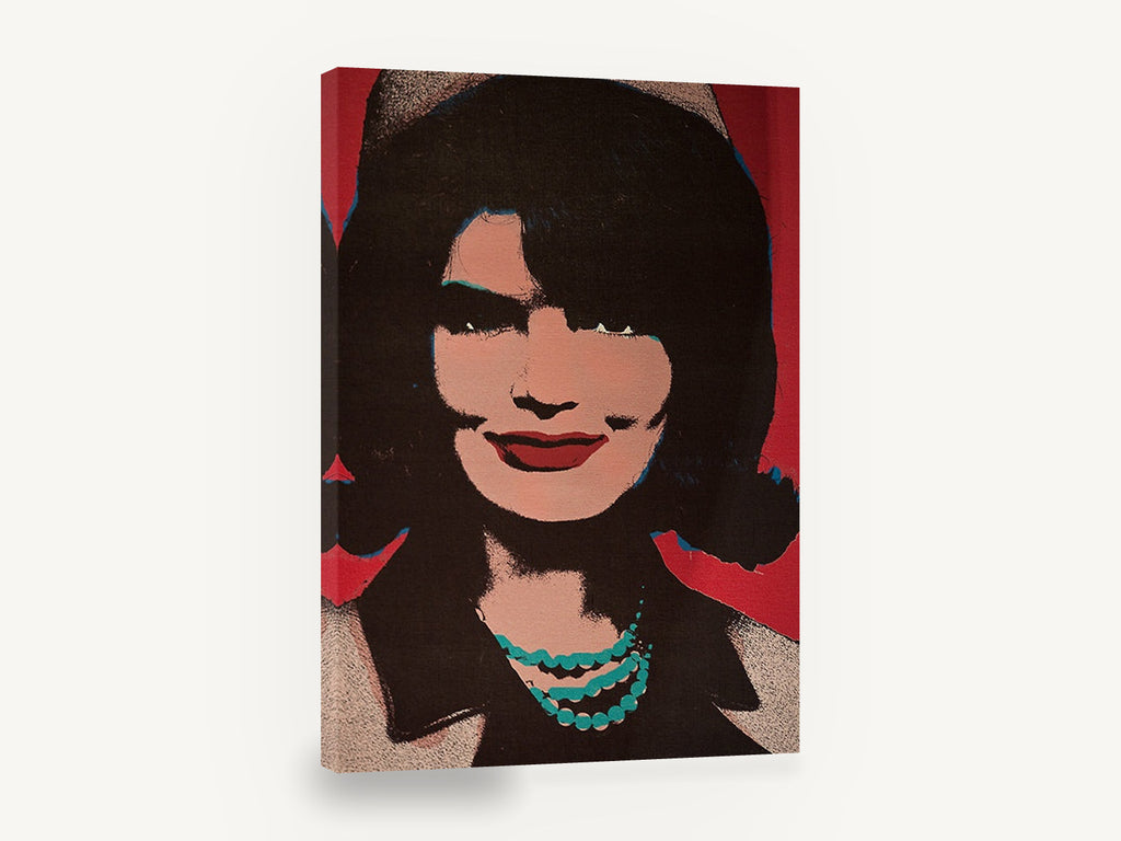 Pop Art Pearls Portrait, retro pop art woman portrait, stretched canvas wall art print ready to hang
