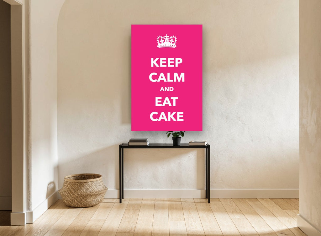Pink Cake Crown Slogan kitchen canvas print on the wall of a hallway
