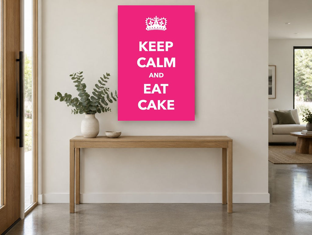 Pink Cake Crown Slogan kitchen canvas print on the wall of a entry hall