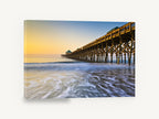 Folly Beach Dawn Pier, folly beach pier sunrise photograph, coastal canvas wall art print ready to hang
