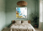 Lighthouse and Anchor Sketch vintage canvas print on the wall of a bedroom