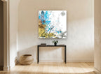 Lighthouse and Anchor Sketch vintage canvas print on the wall of a hallway