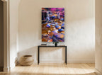 Violet Cascade Stones landscape canvas print on the wall of a hallway