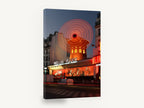 Red Windmill Dusk, moulin rouge paris night photograph, city canvas wall art print ready to hang