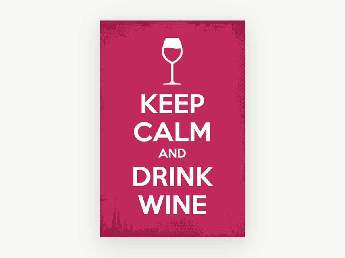 Calm Wine Glass Poster, kitchen canvas wall art print, front view