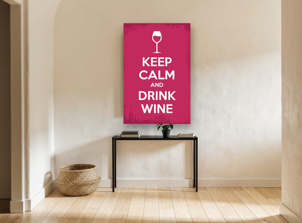 Calm Wine Glass Poster kitchen canvas print on the wall of a hallway