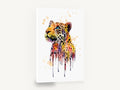 Dripping Leopard Gaze, leopard watercolour portrait, animal canvas wall art print ready to hang