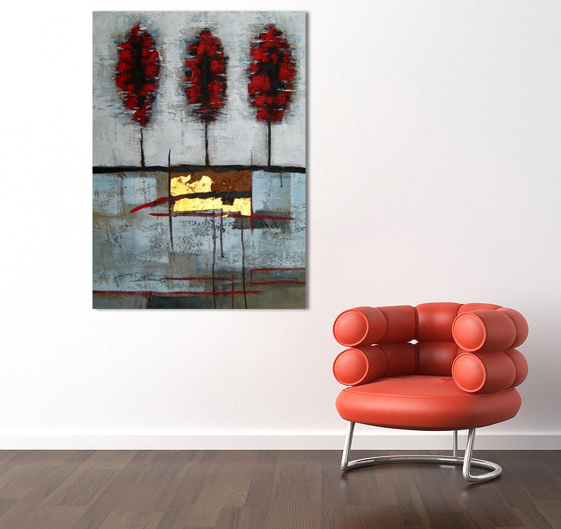 Three Red Trees on the wall