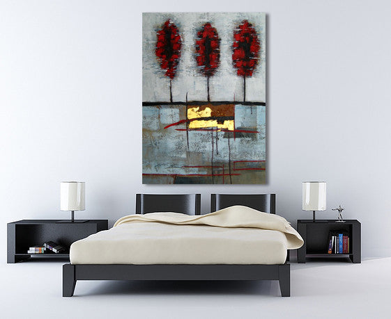 Three Red Trees on the wall