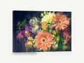 Dusk Gerbera Bouquet, gerbera bouquet impressionist floral painting, floral canvas wall art print ready to hang