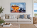 Carousel Dusk Paris city canvas print on the wall of a beach house living room