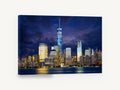 Lower Manhattan Storm Glow, lower manhattan skyline at dusk photograph, city canvas wall art print ready to hang