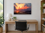 Skyline Beyond the Shore coastal canvas print on the wall of a study