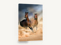 Dust Runners, galloping bay horses desert photograph, animal canvas wall art print ready to hang