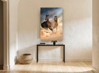 Dust Runners animal canvas print on the wall of a hallway