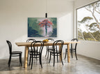 Red Leaves Falling landscape canvas print on the wall of a dining room