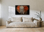 Red Dust Elephant animal canvas print on the wall of a living room