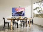 Ember Tree on Snowy Ridge landscape canvas print on the wall of a dining room