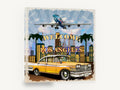 Welcome to Los Angeles, retro los angeles travel poster, stretched canvas wall art print ready to hang