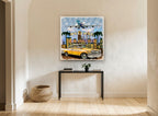 Welcome to Los Angeles vintage canvas print on the wall of a hallway