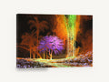 Violet Tree Cavern, purple tree cave waterfall digital art, landscape canvas wall art print ready to hang
