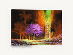 Violet Tree Cavern, purple tree cave waterfall digital art, landscape canvas wall art print ready to hang