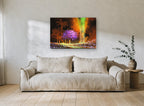 Violet Tree Cavern landscape canvas print on the wall of a living room
