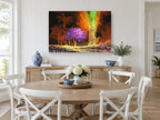 Violet Tree Cavern landscape canvas print on the wall of a Hamptons dining room