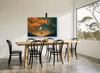 Balloon Flight at Dusk landscape canvas print on the wall of a dining room