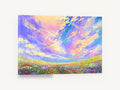Wildflower Meadow Sky, colourful wildflower field sky painting, floral canvas wall art print ready to hang