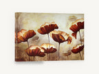 Rust Poppies at Dusk, rust red poppies textured floral painting, floral canvas wall art print ready to hang