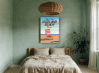 Studland Beach Deckchair vintage canvas print on the wall of a bedroom