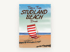 Studland Beach Deckchair, vintage canvas wall art print, front view