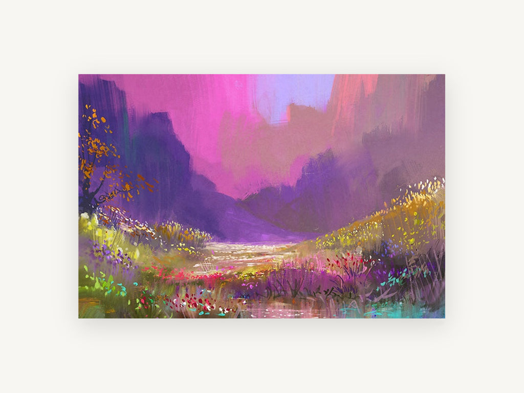 Violet Valley Bloom, floral canvas wall art print, front view